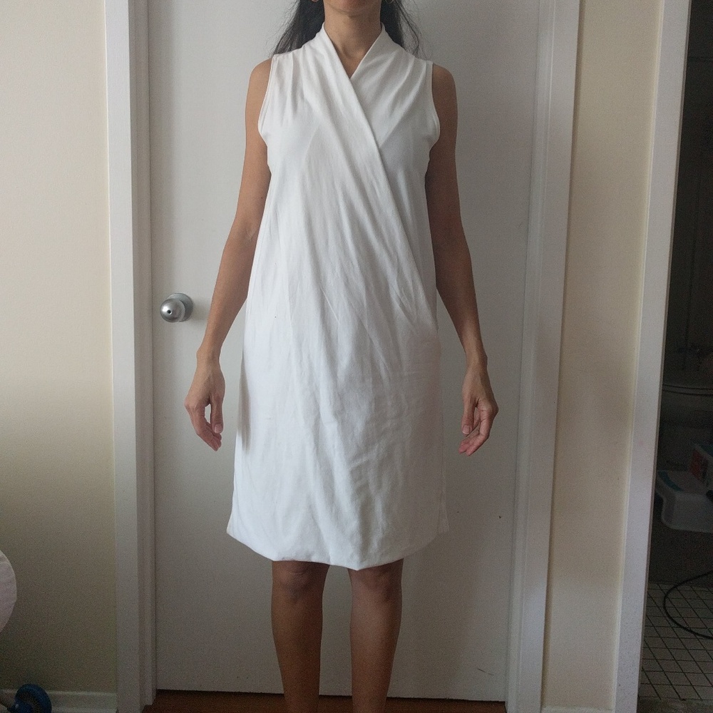 BRYN WALKER white Organic Cotton Faux Wrap Tunic